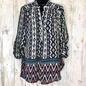 Wishful Park Aztec Tribal Boho Multicolored Tunic